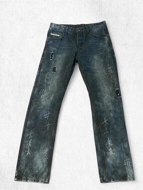 Diesel distressed faded black straight leg vtg denim